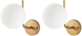 Vente-unique - Set 2 Wandleuchten – Metall – Gold mit Kugel – Ø 15 cm – ORBEA