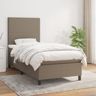 vidaXL Boxspringbett mit Matratze Taupe 100x200 cm Stoff 3141597