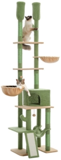 PAWZ Road Kratzbaum PETEPELA Kratzbaum deckenhoch Katzenturm mit großen Condo 216cm-285cm, 5 Tiers Katzensaktivitätszentrum mit gemütlichen Hängematte