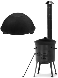 Ø36 Uchag 2mm stahl Utschak mit Schornstein Abzugsrohr Utschag Campingofen 12L Kazan Eben Kasan Feuerstelle Feldküche Außenküche Eintopfofen Gulaschkanone