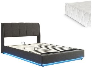 en. casa Polsterbett, mit Matratze »Tröstiar« mit LED-Beleuchtung 140x200 cm Schwarz