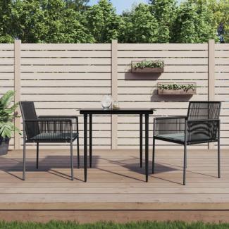 vidaXL Gartenstühle mit Kissen 2 Stk. Schwarz 54x60,5x83,5 cm 364102