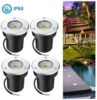 Jibenhome LED Gartenstrahler Bodenstrahler Außen Wasserdicht Bodenleuchte für Weg Garten Hof, LED fest integriert, IP65 5W, 4 Stück Bodeneinbaustrahler Terassenbeleuchtung,Warmweiß