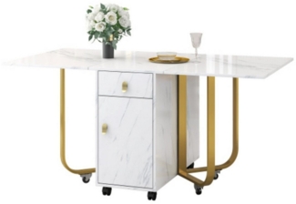 TavilaEcon Küchentisch Klappbarer Küchentisch mit Aufschrank und 2-Schubladen, mit Riemenscheibe, 43-150*76*80cm