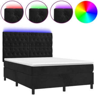 vidaXL Boxspringbett mit Matratze & LED Schwarz 140x190 cm Samt 3136301