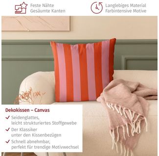 Bilderdepot24 Dekokissen drinnen Kissenhülle/ Sofakissen/ Zierkissen rosa Muster Pop Art, Bezug mit / ohne Füllung Zierkissen Outdoor Sofa Bett