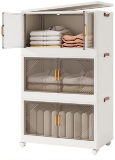 COSTWAY Aufbewahrungsbox, mit Deckel, stapelbare Aufbewahrungsbehälter mit Rollen, klappbar