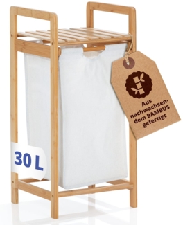 Lumaland Ausziehwäschekorb weiß, mit ausziehbarem Wäschesack, Wasserdicht, 33 x 33 x 73 cm