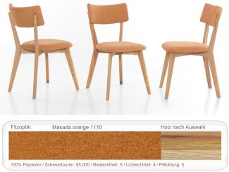 Holzstuhl Norina 32 Polsterstuhl Varianten Esszimmerstuhl Küchenstuhl Kernbuche geölt, Masada orange
