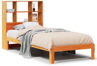 vidaXL Massivholzbett mit Regal ohne Matratze Wachsbraun 100x200 cm 3322578