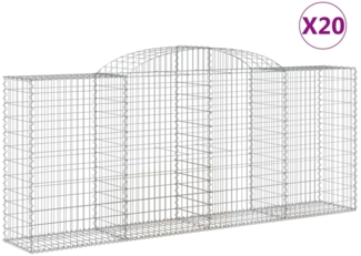 vidaXL Gabionen mit Hochbogen 20 Stk 300x50x120/140cm Verzinktes Eisen 3146733