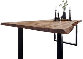 SAM® Baumkantentisch Neapel, massives Akazienholz, Baumkante, Metallgestell U-Form, bis 3 Meter