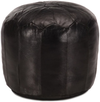 vidaXL Pouf Schwarz 40 x 35 cm Echtes Ziegenleder 248131