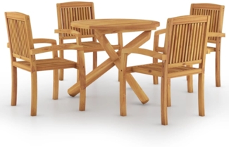 vidaXL 5-tlg. Garten-Essgruppe Massivholz Teak 3073201