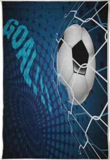 Abakuhaus Teppich Flachgewebe Deko-Teppiche für das Wohn-,Schlaf-, und Essenszimmer, rechteckig, Fußball Zusammenfassung Ziel Muster