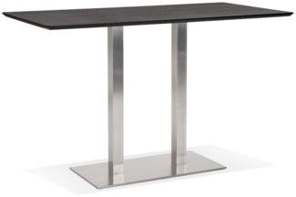 Kadima Design Hochtisch mit gebürstetem Stahlgestell, schwarzer Holzplatte, 180x90x100 cm, modern