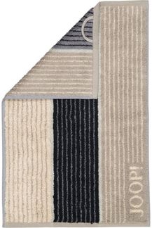 JOOP! Gästetuch - Signature, Walkfrottier, Baumwolle, gestreift Grau 30x50cm