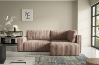 Ecksofa mit Schlaffunktion NATALIA XL in Stoff Tilia Beige Ottomane Rechts