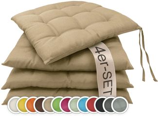 ZOLLNER Stuhlkissen, 40 x 40 x 3 cm, mit Bindebänder, für Indoor und Outdoor