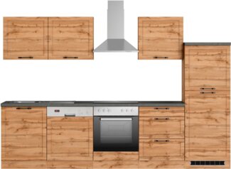 KOCHSTATION Küchenzeile KS-Lani, mit MDF-Fronten, Breite 300 cm, wahlweise mit E-Geräten, Höhen-Ausgleichsfüße 0-4 cm