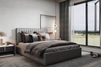 Polsterbett Doppelbett ELIOS in Stoff Brooklyn Grau 120x200cm