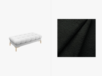 Micadoni Polsterbank Mamaia 2-Sitzer Boucle Baloo Schwarz goldene Beine