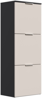 Schuhschrank Domus-L 3 Klappen 12 Paar Schuhe lackiert Creme-Grafit : Creme / Grafit