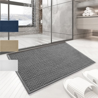Mutig Badematte Badematte 50×80cm,Weiche Badteppich,Stark Saugfähig,rutschfest, rutschhemmend beschichtet, Chenille, Rutschfeste Unterseite,Deko Fussmatte Oberfläche mit Beflockung, Chenille, Hochwertig Badematte für Bade & Wohnzimmer Schlafzimmer