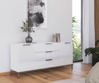 rauch Kommode Flipp, 2-türig, 3 Schubladen, Soft-Close-Funktion, Oberboden und Front Glas
