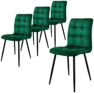 ML-DESIGN Stuhl Esszimmerstuhl mit Rückenlehne, Polsterstuhl mit Metallbeine (4 St), Ergonomischer Stuhl, Dunkelgrün, Samtbezug Wohnzimmerstuhl Küchenstuhl