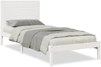 vidaXL Massivholzbett Extra Lang ohne Matratze Weiß 90x210 cm 3309296