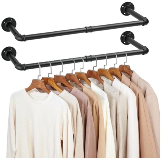 HEYHIPPO Wäscheständer Eisenrohraufhänger im Industriestil, 2 Stück schwarze Wandhalterung, 92,5cm Kleiderbügel,Platzsparer,Küchenregal,Garderobe im Industriestil