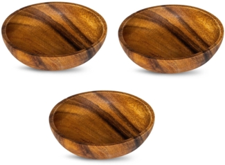 Levandeo® Dekoteller, 3er Set Teller Akazie 10x2,5cm Rund Holz Design Schale Snackschale