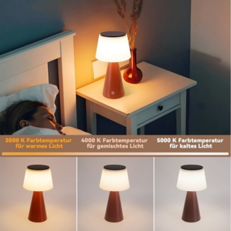 Nettlife LED Tischleuchte Nachttischlampe Solar Akku Kabellos Touch Dimmbar Schwarz/Weiß/Rot, mit USB, LED fest integriert, für Wohnzimmer Esszimmer