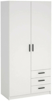 Dmora Kleiderschrank 2 Türen Sultani, Schlafzimmermöbel, Schrank, Garderobe, 99x50 h200 cm, Weiß