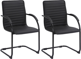 CLP 2er Set Besucherstühle Tira Kunstleder,schwarz/schwarz