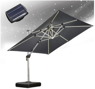 PURPLE LEAF Ampelschirm Quadratischer Außenbereich Sonnenschirm, Gartenschirm mit Solar LED, LxB: 270,00x270,00 cm, für Garten,Terrasse, Pool