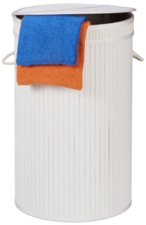 3 x Wäschekorb Bambus mit Deckel weiß