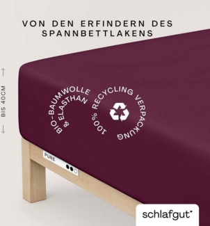 Schlafgut Spannbettlaken PURE BOXSPRING in Gr. 90x200, 140x200 oder 180x200, für Boxspringbett, Jersey-Elasthan, Gummizug: rundum, (1 Stück), aus Bio-Baumwolle, für Matratzen bis 40 cm Höhe, Bettlaken