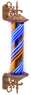 BarberPub Barber Pole Barbierstab, Friseurstange Retro Stil Licht, Drehbaren Blau Gold Weiß LED-Streifen für Barbershop, 100.5 CM Barbier Stange Licht L059BC