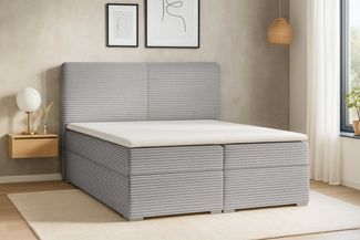 Deine Möbel 24 Boxspringbett LOFT III Boxspring Komplettbett Polsterbett Bonellfederkernmatratzen (Schwarz Graphit, 3-St, Boxbett Cord Cord-Samt 120x200 140x200 160x200 180x200 200x200), inkl. Bettkasten Topper Matratzen H3 H4 Beige Creme Grau