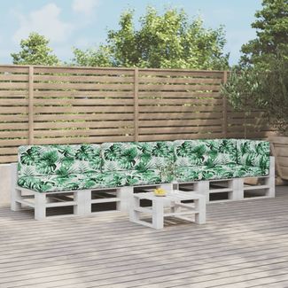 vidaXL Palettenkissen 7-tlg. Blattmuster Stoff 3217153