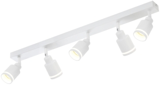 ZMH Moderne weiße Deckenleuchte: 5 verstellbare Deckenstrahler aus Metall, GU10 Deckenlampe, für Schlafzimmer, Esszimmer, ohne Leuchtmittel