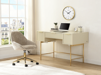 Vente-unique - Bürostuhl höhenverstellbar - Stoff - Beige & Gold - NAODY