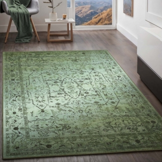 TaraCarpet Teppich Kurzflorteppich TaraCarpet Rainbow Oriental moderner Orientteppich, rechteckig, Höhe: 14 mm, Orientalisches Design in grün auch für das Jugendzimmer