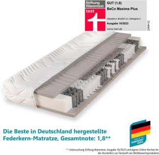 Beco 'Maxima Plus' Taschenfederkernmatratze mit waschbarem Bezug, H3, 22 x 90 x 200 cm