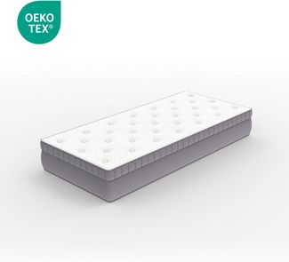 Flieks Matratze 90 x 200, H3, Höhe 25cm, Taschenfederkernmatratze 7-Zonen Federkern & Schaumstoff, 10 Schichten Luxusmatratze, Oeko-TEX