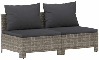 vidaXL Gartensofa 2-Sitzer mit Kissen Grau Poly Rattan 362691