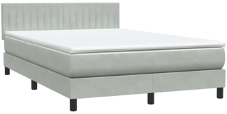 vidaXL Boxspringbett mit Matratze Hellgrau 140x210 cm Samt 3316401