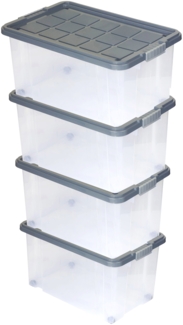 BigDean 4 Stück BigDean große Eurobox mit Deckel und Rollen Aufbewahrungsbox 60 X 40 X 32,5 cm